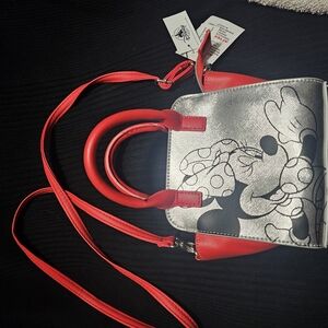 Disney Silver and Red Mini Bag with Mickey Mouse Design